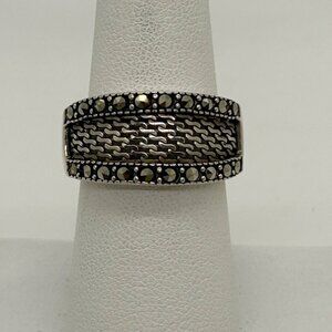 Judith Jack Sterling Silver Ring Size 7  Marcasite Woven Band Vintage 5.89 grams